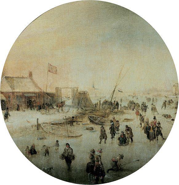 Hendrick Avercamp Winter landscape with skates and people playing kolf France oil painting art